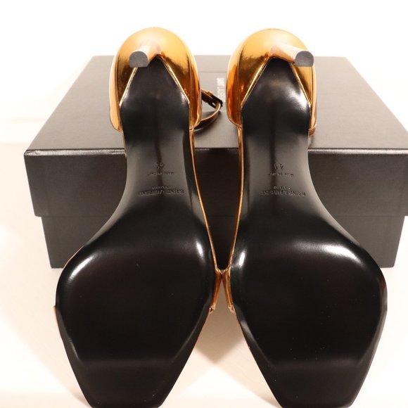 NWT & Box Yves Saint Laurent Strappy Heels in Egypt Gold - Picture 9 of 13